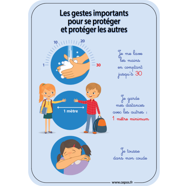 CEP Affiche A4 7010-120 les gestes barrières environnement scolaire