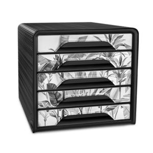module de rangement à tiroirs smoove imprimé tropical noir et blanc organisateur a tiroirs bureau maison