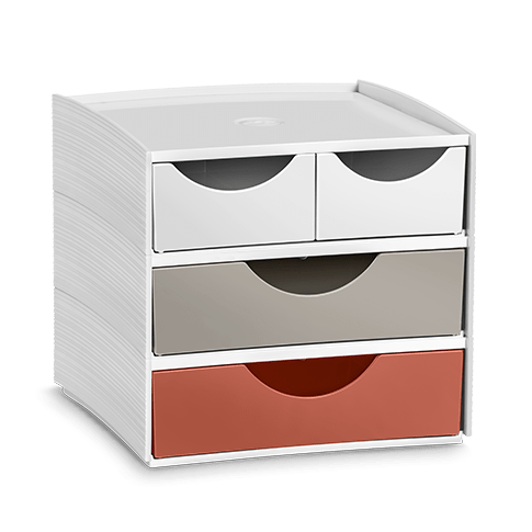 mini module de rangement à tiroirs mycube blanc, sable, terracotta