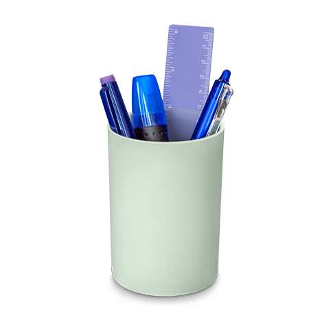 Pot à crayons vert sauge de la gamme first GreenSpirit pour crayons, stylos, etc...